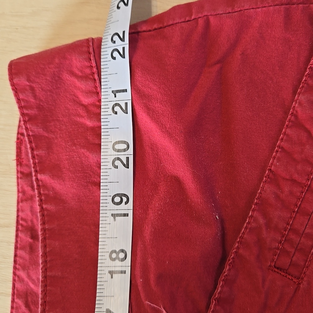 PA12 Levis Dockers Plus Capris Sz 24W Zip Front Pockets Drawstring Hem Brick Red - Picture 6 of 10
